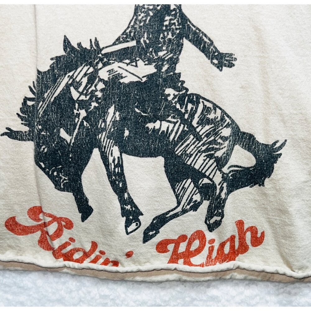 Vintage Aerosmith Beige Ridin High Back In The Saddle Crop Tshirt Large - Picture 2 of 6